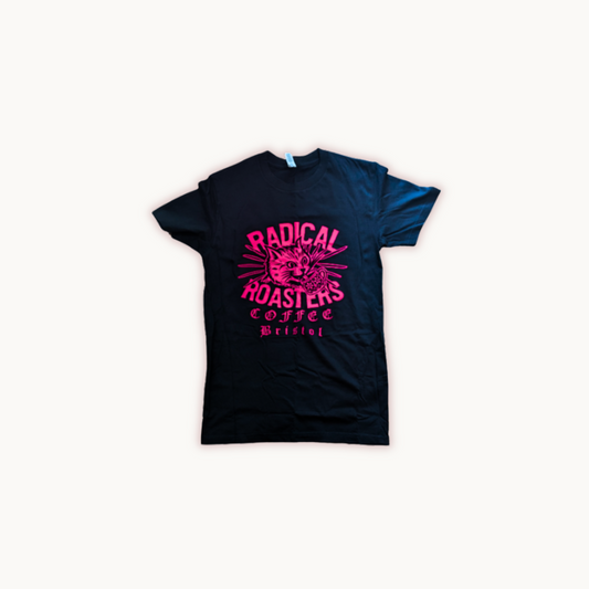 T-Shirt, Black, with Pink  Logo